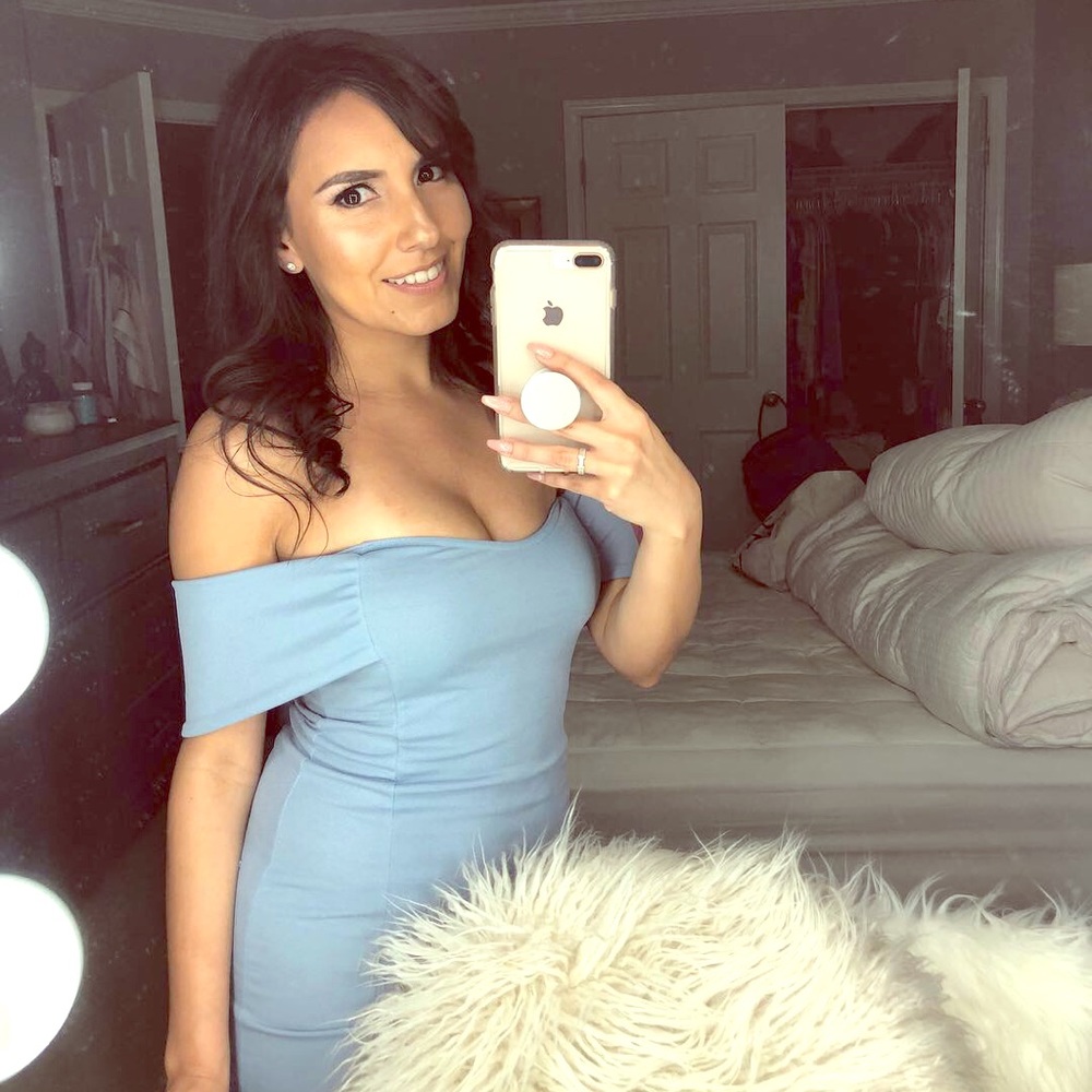 Dusty blue midi dress